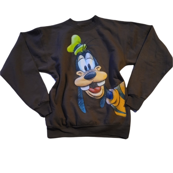 Disneyland Hanes & Disney Brown Huge GOOFY Graphic Sweatshirt Size Small - Picture 1 of 3